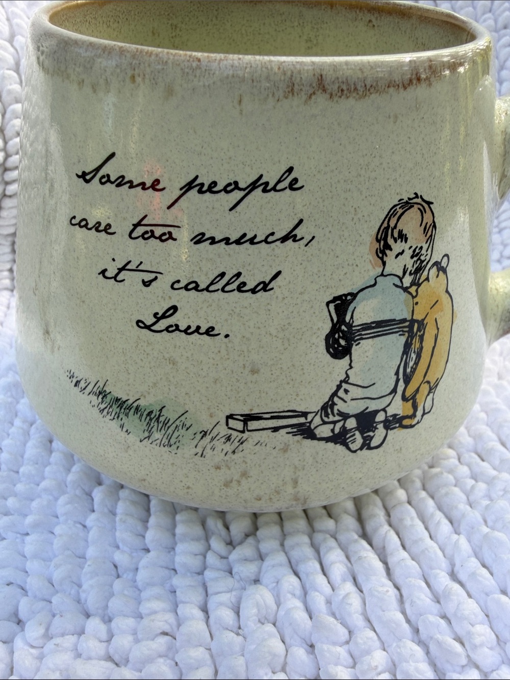 Winnie the Pooh “Some people care too much, it's called Love.” Large Mug